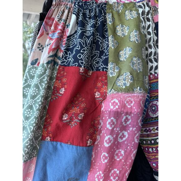 Wayan Hippie Boho Multicolor Patchwork Jogger Pants One Size Pockets India Read - Picture 11 of 11